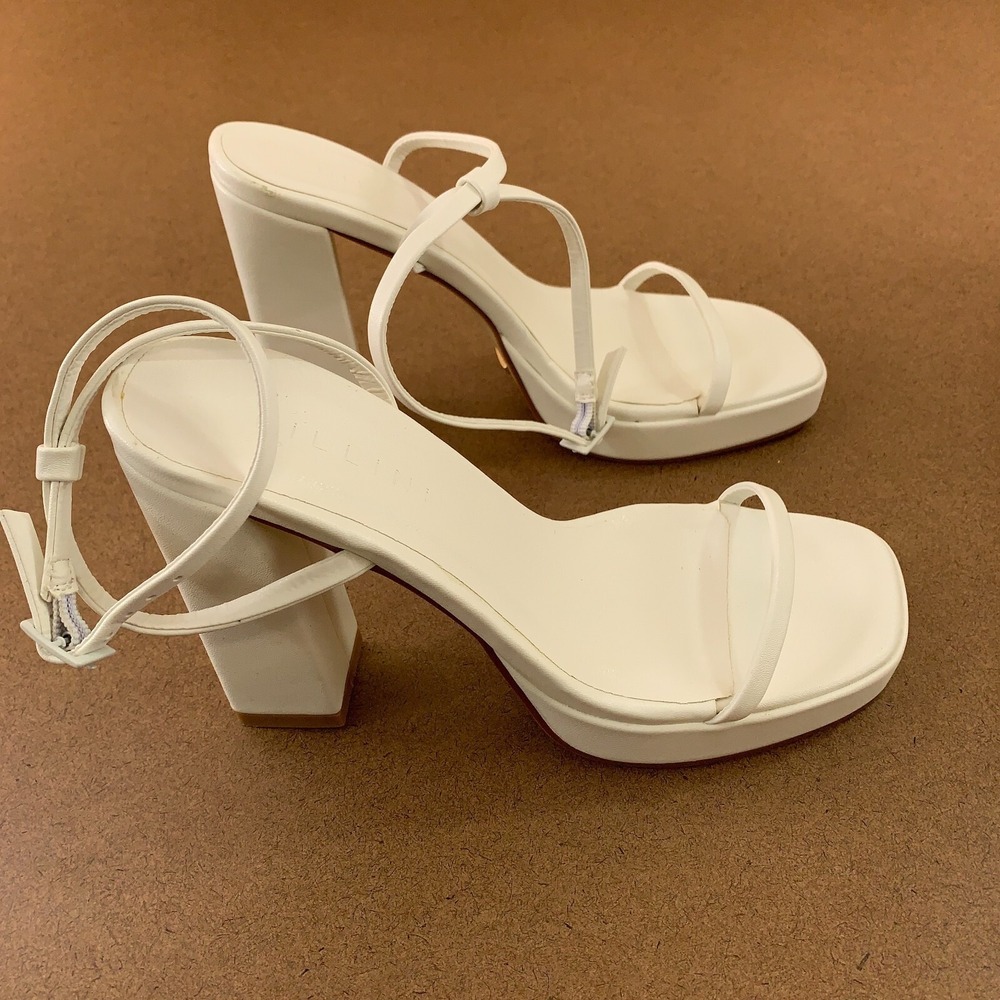 Billini Womens Size 5 White Faux Leather Strappy Tahni Block Heel Sandals New - Picture 5 of 12